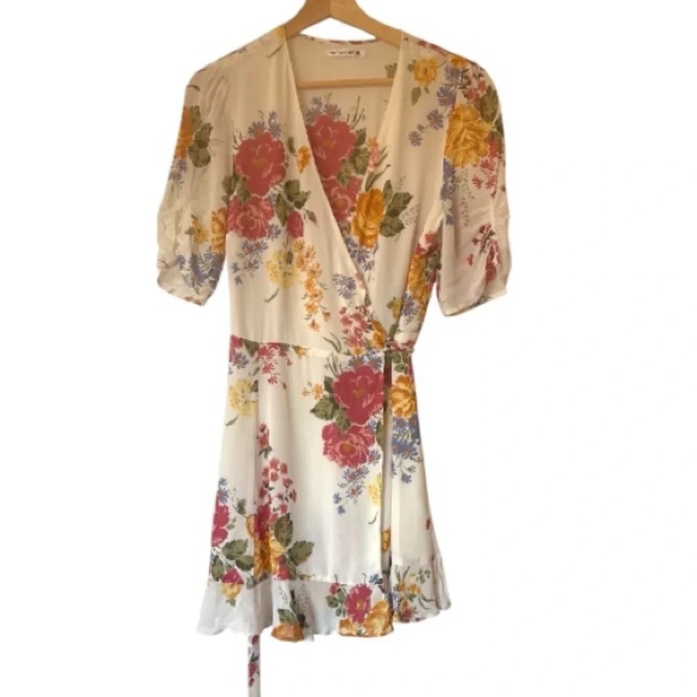 Reformation Floral V-Neck Mini Wrap Dress - Picture 2 of 6